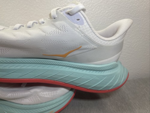 Hoka One One Carbon X2 Damen-Laufschuhe weiß blazing orange Größe 9,5 Turnschuhe - Bild 7 von 10