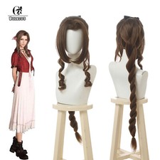 FF VII FF7 Aerith Gainsborough Cosplay Wig Curly Twist Braid Hair Wig