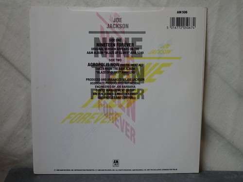 Joe Jackson: Nine Teen Forever 1989 EX+ UK 7" - Picture 4 of 4