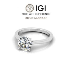 Round Solitaire 950 Platinum Engagement Ring, 2 ct, Lab-grown IGI Certified