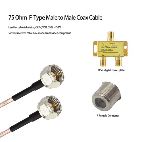 F-Type Male to Male RG179 Coax Kable für Satellite Receiver, High-Speed Internet - Picture 3 of 12