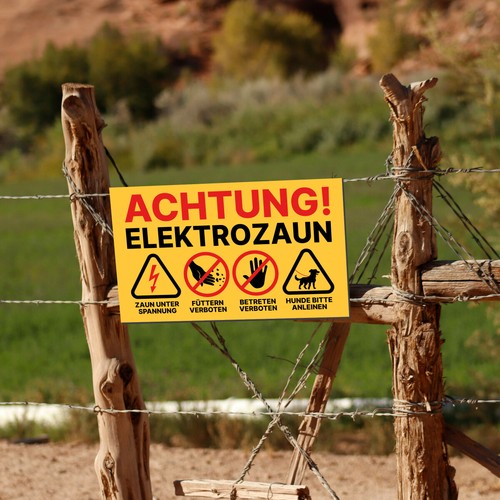 Weidezaun Schild Warnschild Elektrozaun Füttern verboten 20x12cm mit Kabelbinder - Picture 5 of 32