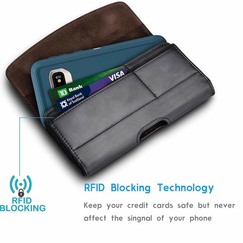 For Cell Phone Holster Leather Wallet Case Pouch with Card Holder Belt Clip Loop - Picture 6 of 11