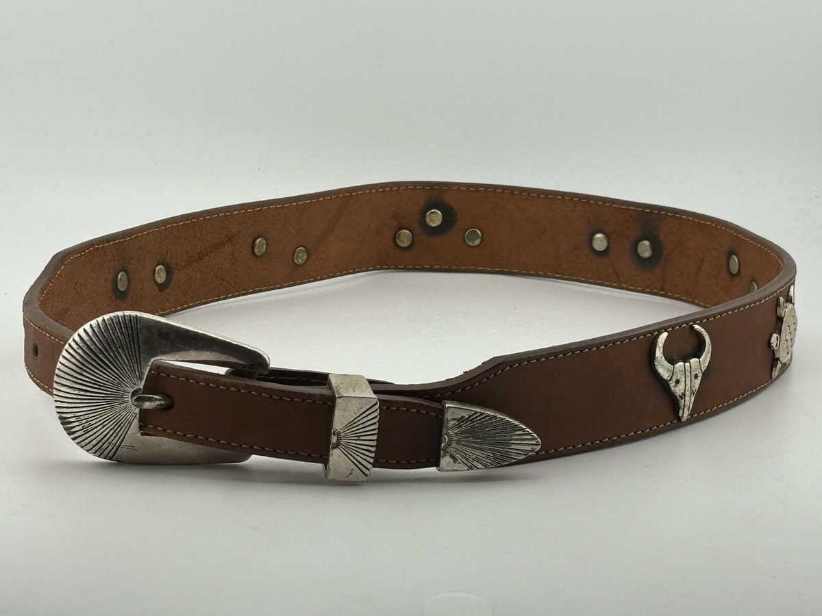 Silver Creek Collection Brown Leather Southwest Animal Belt 