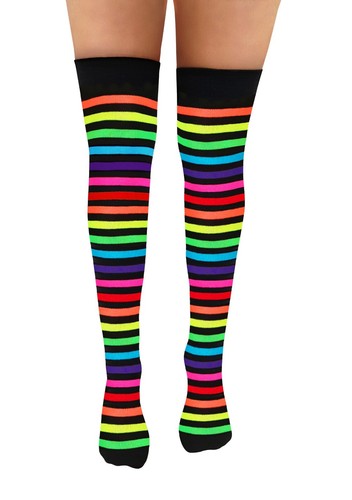 Girls Over The Knee Stripy Stripey Striped Socks Cotton Rich UK Size 4-5.5 - Picture 75 of 104