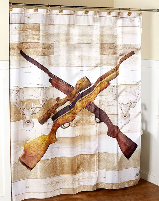 Whitetail Deer Shower Curtain Fabric Rustic Primitive Woods Cabin