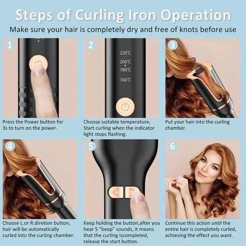 Air Spin N Curl Ceramic Professional Rotating Hair Curler 1" Curling Iron Curler - Picture 4 of 7