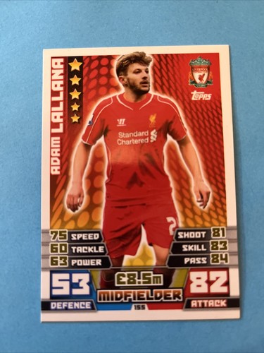 Adam Lallana Liverpool FC Match Attax 2014/15 Football Card