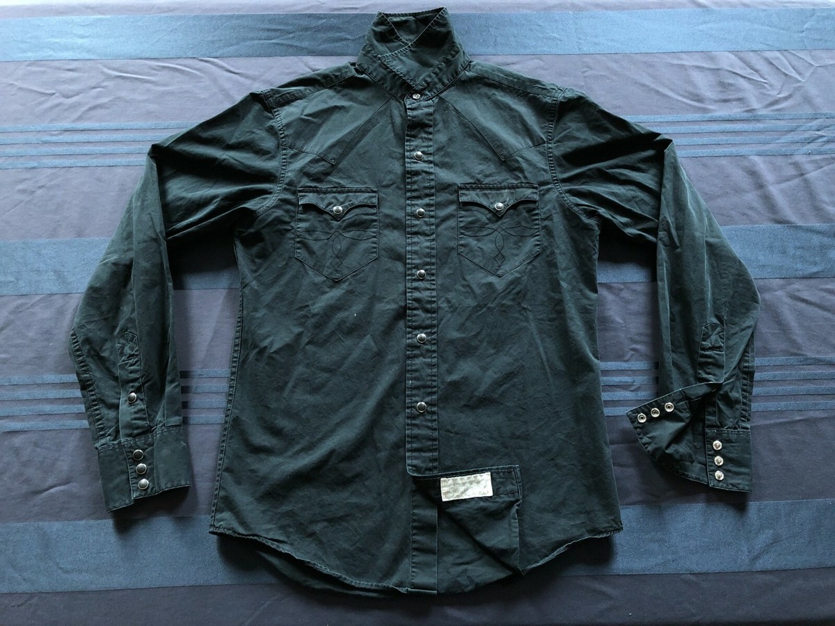 Ralph Lauren RRL SMALL Slim Fit Black Twill Western Shirt w