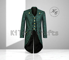 Men's Handmade Steampunk Tailcoat  Gothic Victorian Brocade Cosplay Jacket