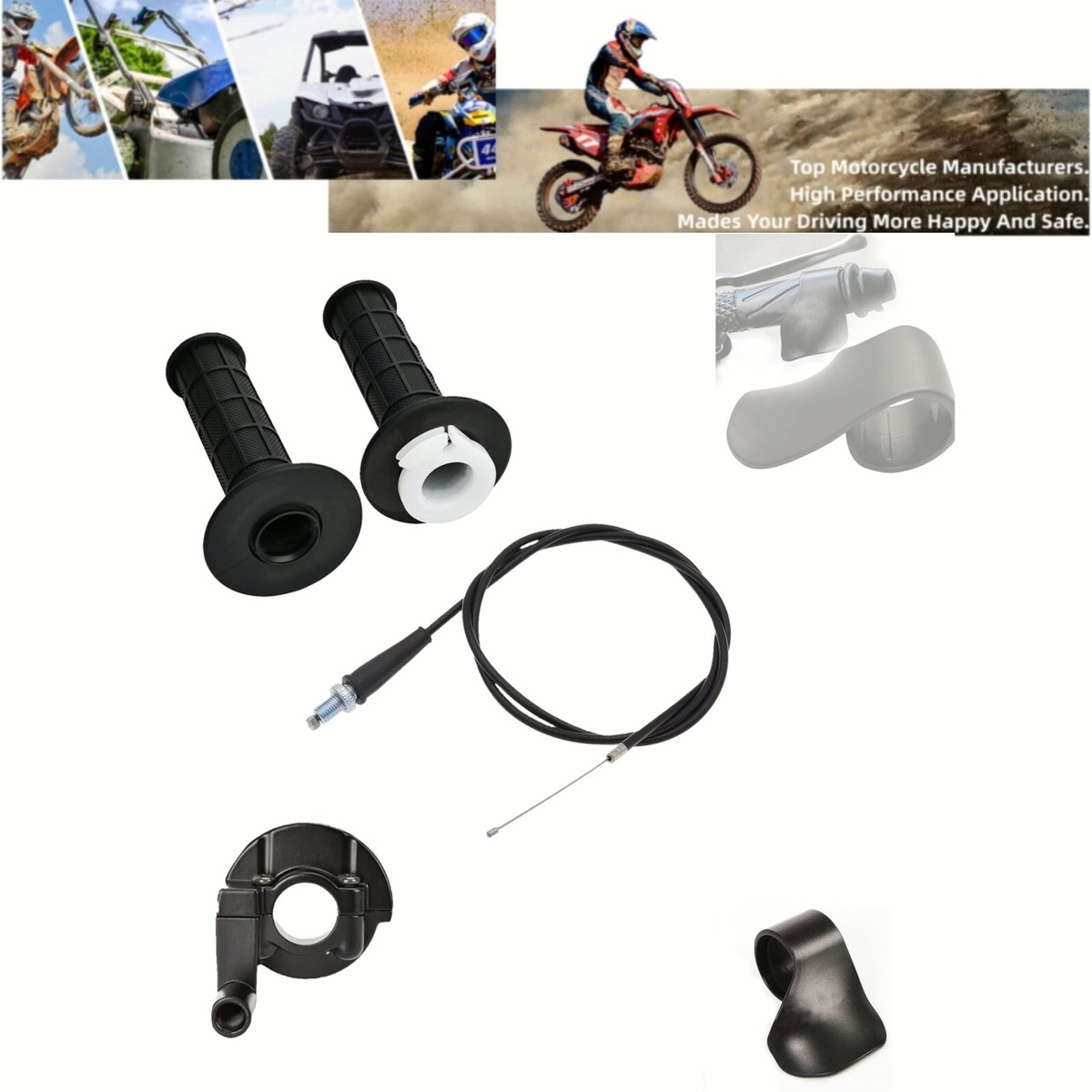 7/8" Twist Throttle Grip & Cable Assembly For ATV, Quad, Dirt Bike 50cc-190cc