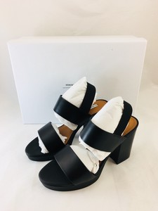 platform black leather sandals