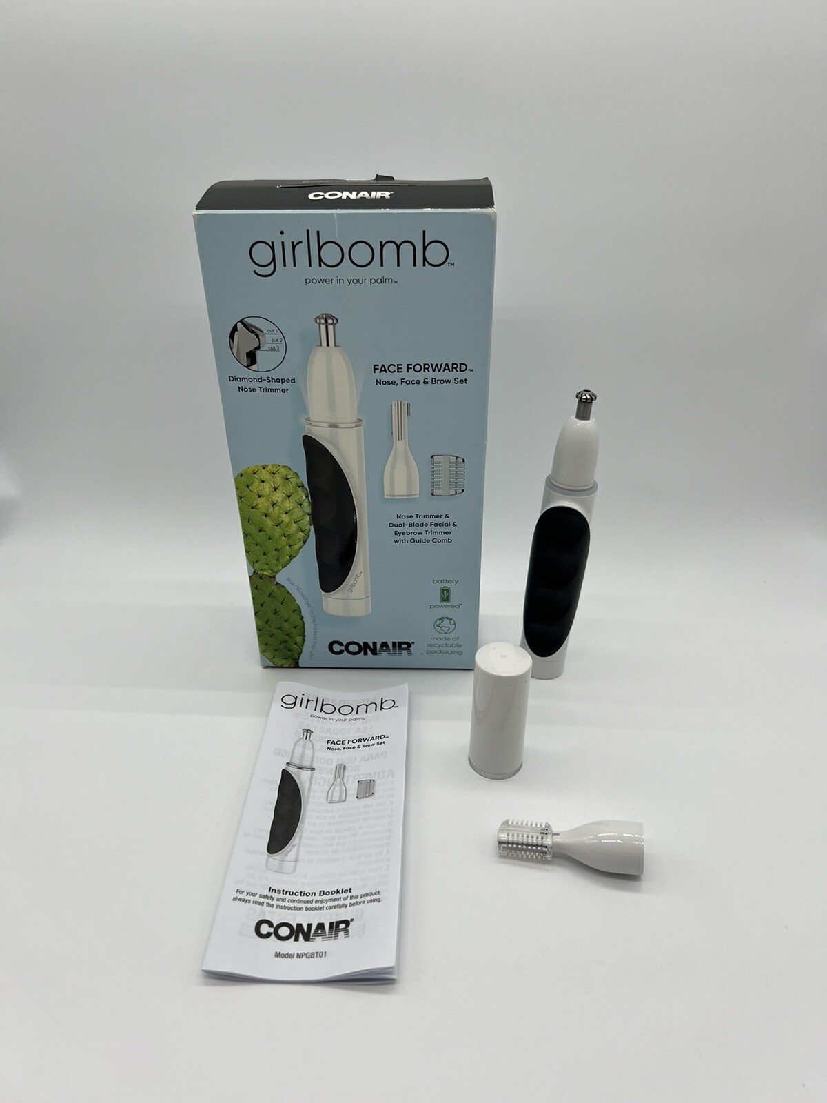 Conair Girlbomb Nose, Face & Dual Blade Facial Eyebrow Hair Removal Trimmer Set