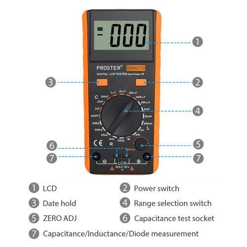 Digital Multimeter LCR Messgerät Tester Voltmeter Strom Amperemeter Kapazität - Bild 7 von 12