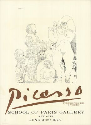 PABLO PICASSO School of Paris Gallery 30.5'' x 22.25'' Etching 1975 Cubism Gray, W