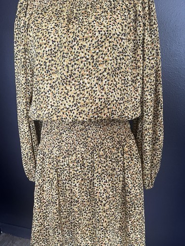 Elizabeth & James Textile Abstract Print Shift Dress Large Smocked Waist Lined - Picture 4 of 13