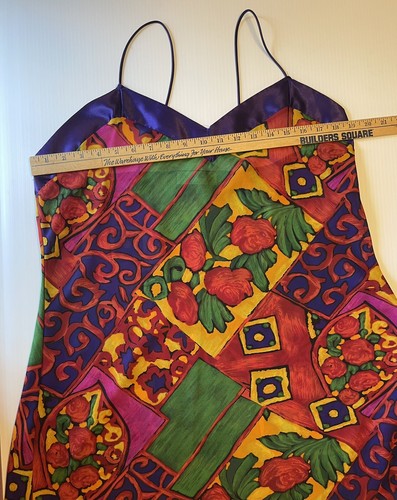 Vintage Val Mode Slip Nightie Lingerie Colorblock Size Large Liquid Satin - Picture 8 of 11