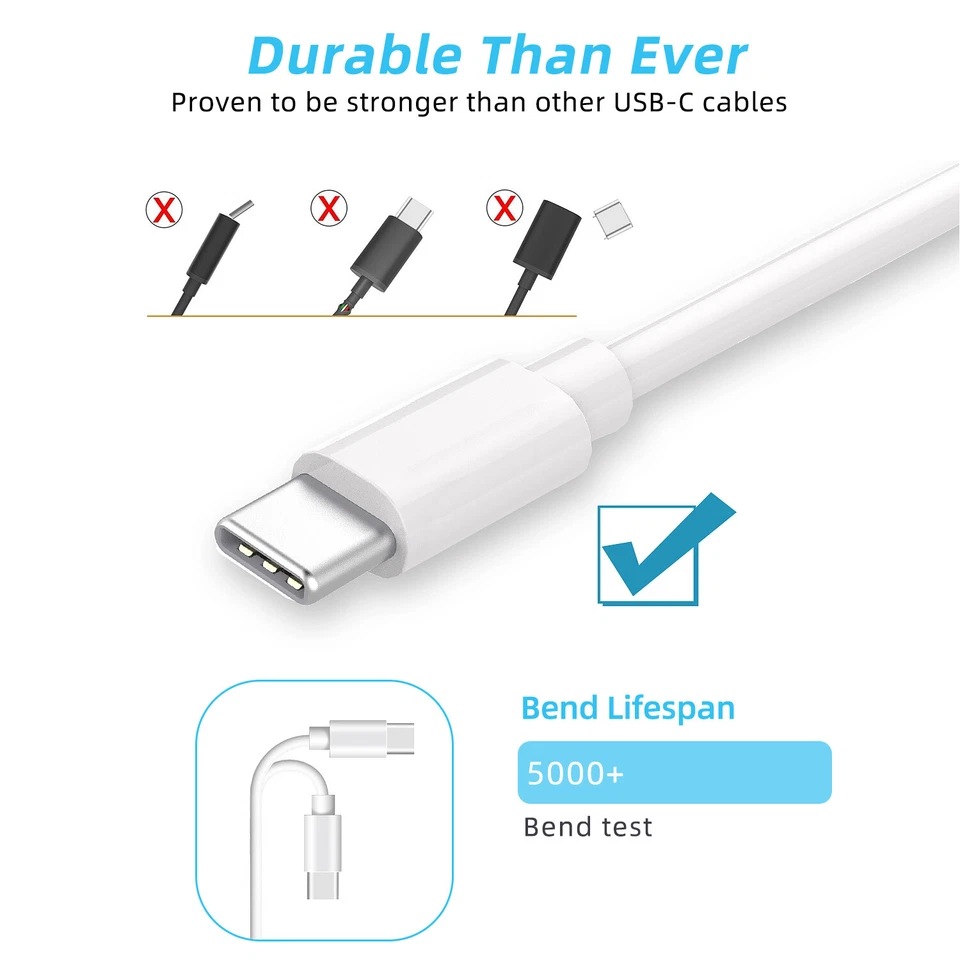 Paiegn 8件装USB C转USB C电缆双C型线快速充电PD数据同步 — 第 4/4 张图片