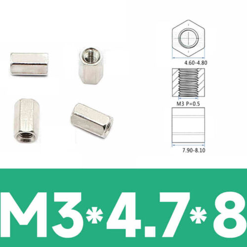Hex Connection Nuts Hexagon Threaded Connecting Rod Bar Stud Long Nut M2~M10 - Picture 18 of 44