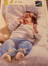 Phildar Knitting Pattern Baby's 4 Ply Striped Top & Trousers 8805