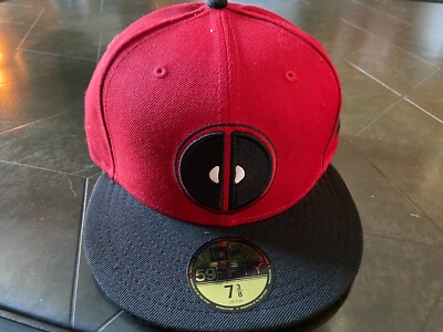 Deadpool Logo Red W/Black Brim Panels New Era 59Fifty Fitted Hat 7 3/8
