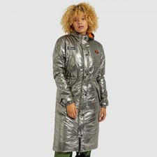 Womens Ellesse Jacket Parka Long Padded Coat Silver Cervus 10uk Rrp £140