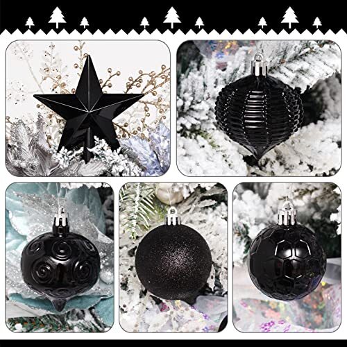 52-Pack Shatterproof Christmas Tree Ornaments and Star Topper - For Black - Bild 3 von 6