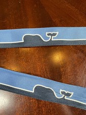 VINEYARD VINES Blue  White WHALES Boys Girls D-Ring Belt, XL Youth 38in Length