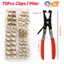 75Pcs Spring Hose Clamp/Plier 6-10mm Water/Fuel Line Pipe Air Tube Clip Fastener