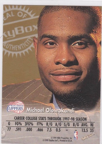 1998-99 Skybox Autographics Blue Ink Rookie Auto RC /50 Michael Olowokandi SP - Picture 2 of 2