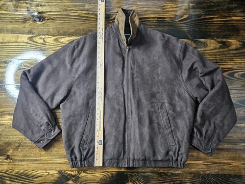 London Fog Brown & Tan Suede Overcoat Jacket Mens Size Large - Picture 3 of 8