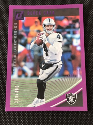 2018 Donruss Football Derek Carr #217 Stat Line Purple Parallel #d /400 Raiders