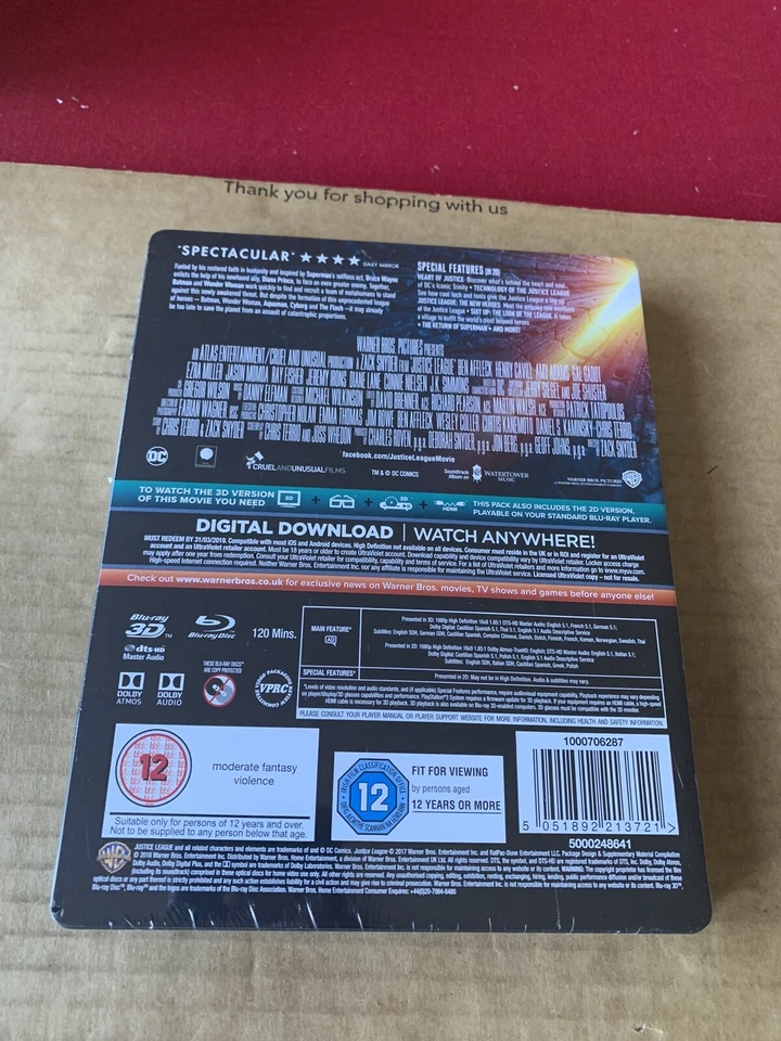 Justice League HMV Ltd Edition UK Exclusive 3D/2D Steelbook Brand New & Sealed - Image 2 of 4