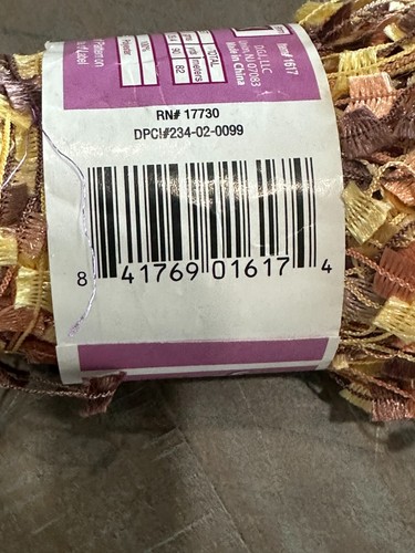 Confeti de punto funky flecos hilo dorado/marrón/melocotón #1617 lote de 6 madejas - Imagen 5 de 6