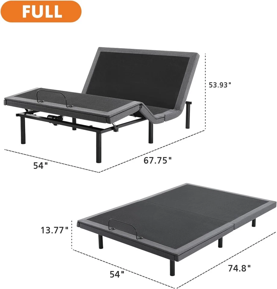 Base de cama ergonómica eléctrica completa ajustable con marco de cama con control remoto inalámbrico Foto 4 de 4