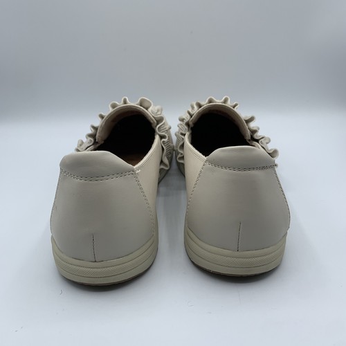 Earth Origins Ellis Ruffle Leather Slip-On Casual Shoes Size 8 Wide Sand White - Picture 5 of 9