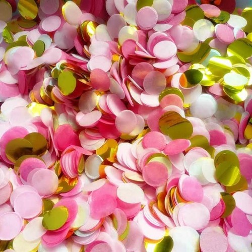 Pink and Gold Tissue Paper Circle Confetti Party Decoration Wedding Shower Favor - Picture 2 of 3