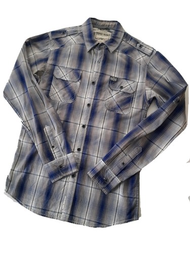 Diesel Jeans Herren mittelblau Hemd kariert Button Down Karo Tartan Designer