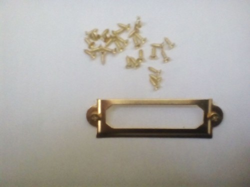 Cabinet Drawers Label Pull File Name Card Tag Holders Brass Bronze + Screws - Picture 10 of 27