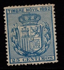Spain 1882 25c Recibos Revenue Used or MNG - S35656