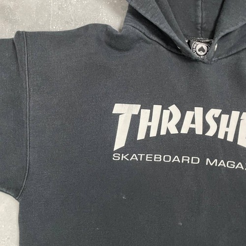 Vintage Thrasher Skateboard Magazine Distressed Hoodie Faded Black Size M - Picture 2 of 24