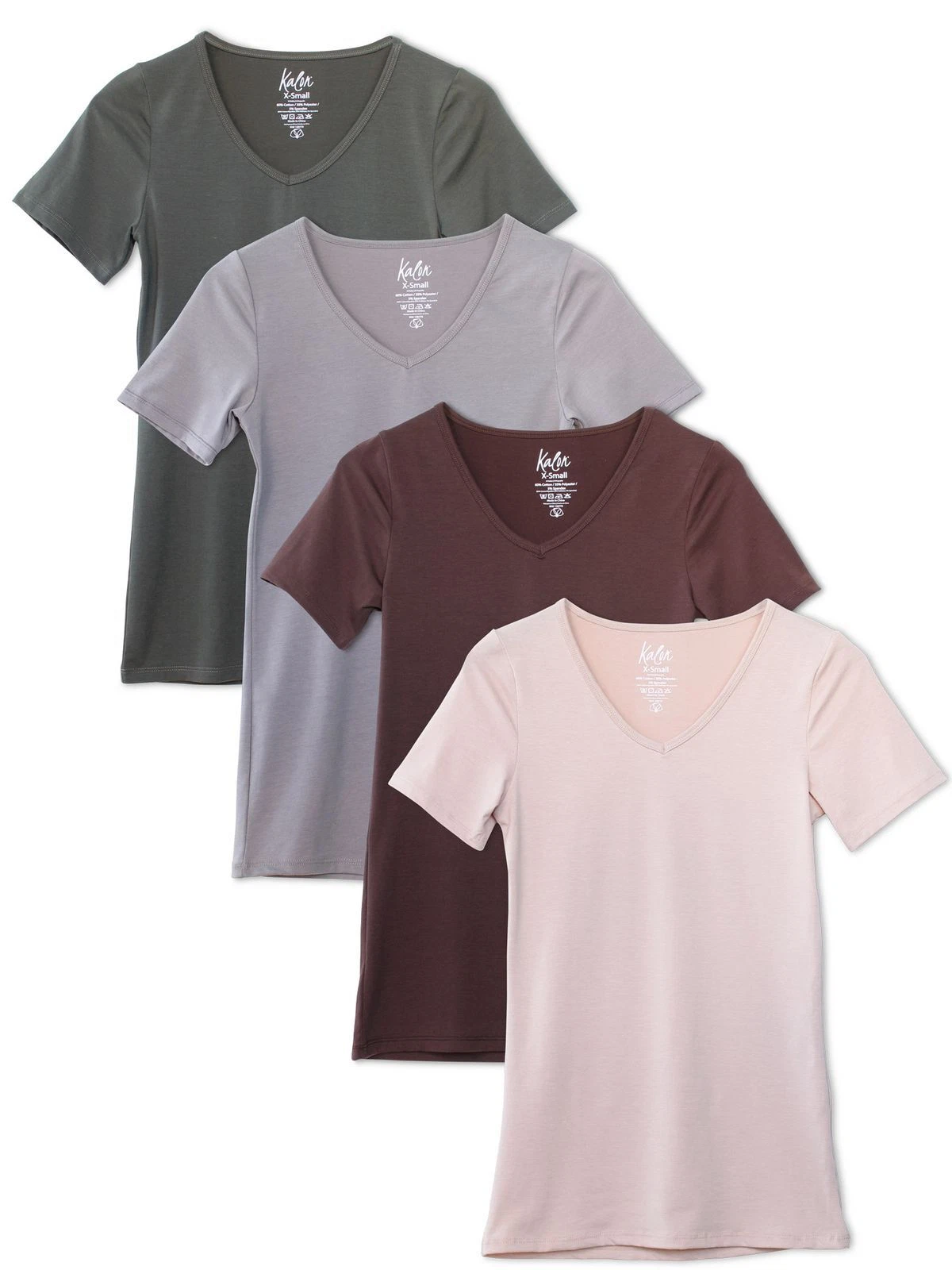 Kalon Women's 4-Pack V-Neck T-Shirt Base Layer