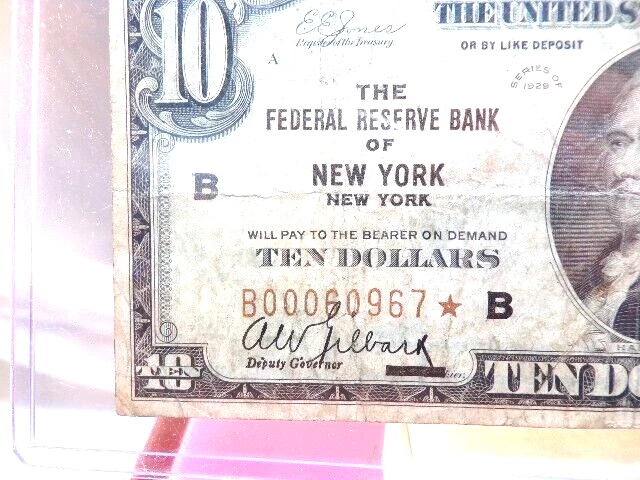 1929 - $10 DOLLAR FEDERAL RESERVE BANK ***STAR ***NOTE NEW YORK - Image 3 of 4