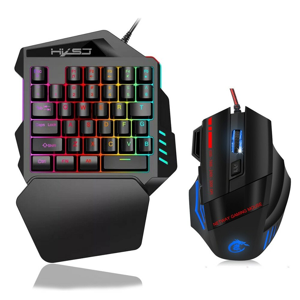 Compact One-Handed RGB Mechanical Gaming Keyboard with Mini Keypad & Mouse-image