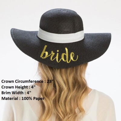 Wide Brim Straw Floppy Sun Hat for Women Bridal Wedding Beach Amazon.com: Cozypower Bride Sun Hat Wide Brim Straw Floppy  main image 4
