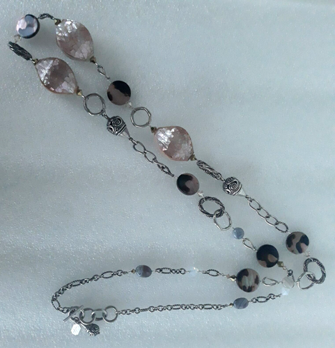 Beautiful Tres Jolie Extra Large Chunky Sterling Shell Jasper Necklace - Picture 5 of 14