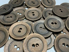 European Classic Wide Rim Metal Button Vintage Copper Finish 13 15 18 23mm 2hole