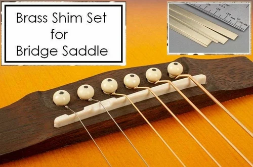 AlwaysHandCrafted BRASS SHIM SET (6) for Guitar Bridge SADDLE Height Adjustment