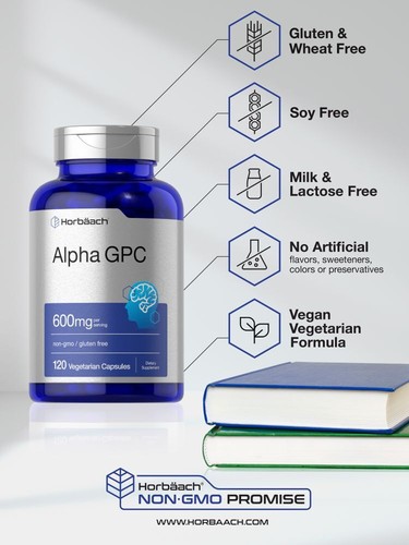 Alpha GPC 600mg | 120 Capsules | Vegetarian, Non-GMO & Gluten Free | by Horbaach - Picture 4 of 7