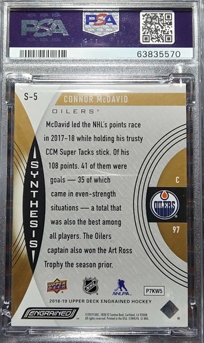 2018-19 Upper Deck Engrained Synthesis /50 Grip Gold #S-5 Connor McDavid SP PSA8 - Picture 4 of 17